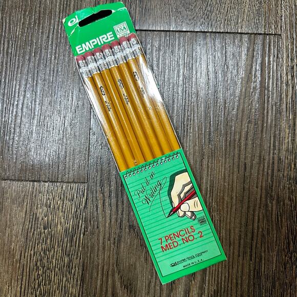 Vtg NIP EMPIRE 7 Pencils Med No.2 Sealed USA - Picture 1 of 6
